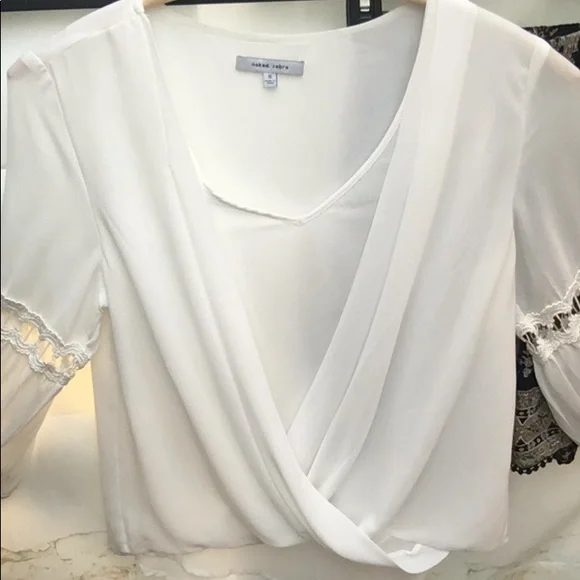 Naked Zebra Boho Chic Surplice Draped Chiffon Long Sleeve Blouse - Picture 3 of 9